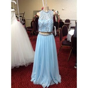 Baby Blue 2 Piece Prom Dress